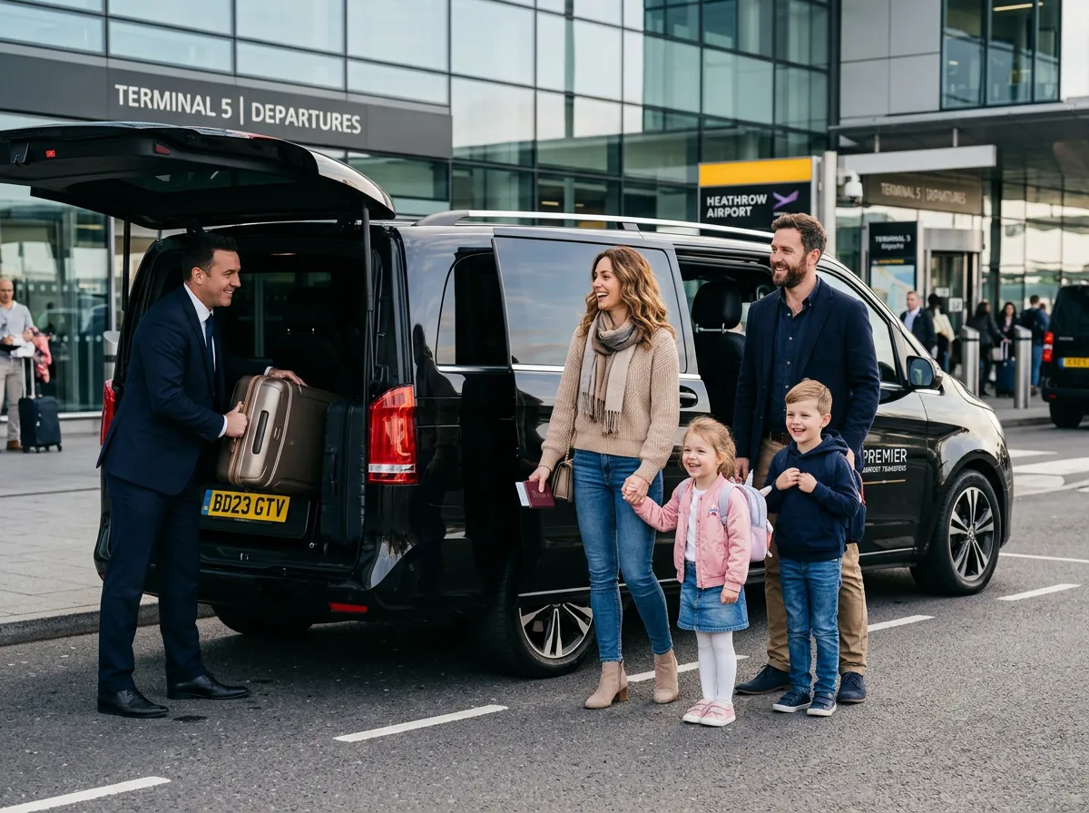 Family booking airport taxi service.